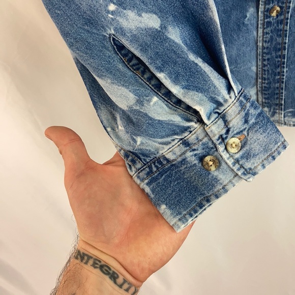 Custom Bleached Big Mac Denim Button Up Shirt XXL - Picture 11 of 14